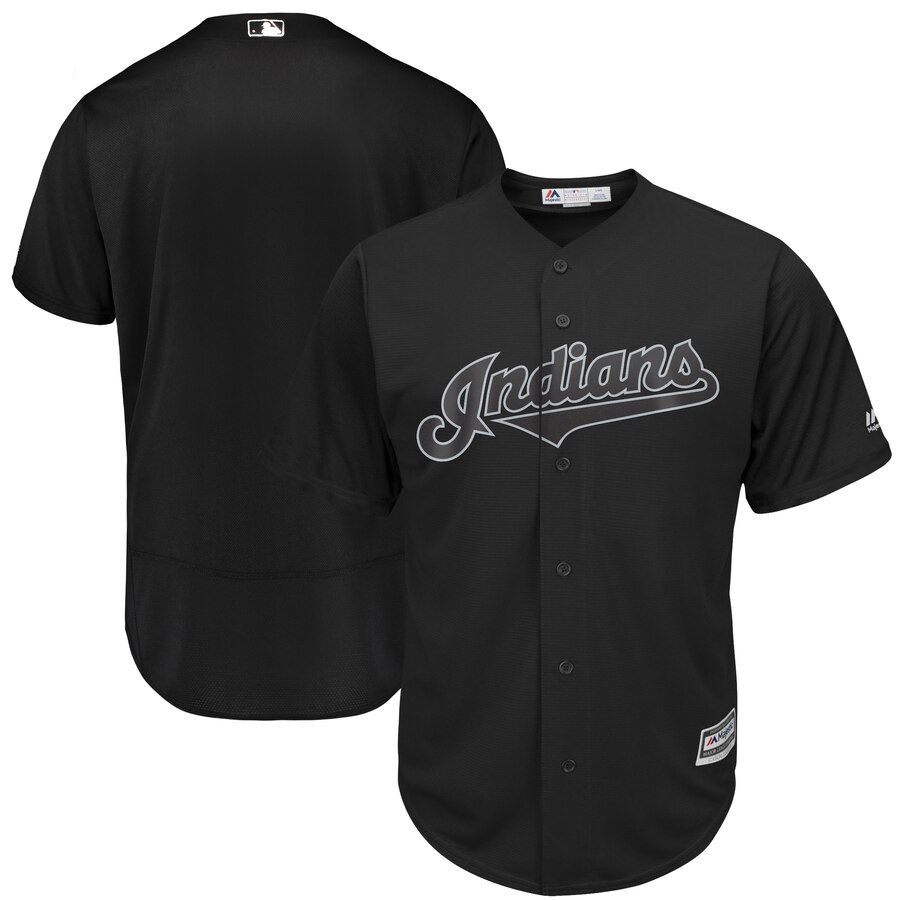 customized Men Cleveland Indians blank black MLB Jerseys